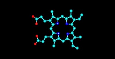 卟啉分子结构孤立在黑色上