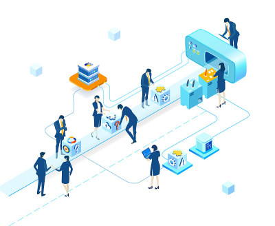Isometric 3D business environment.  Isometric work