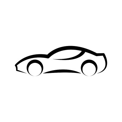 汽车图标。赛车跑车。黑色轮廓线轮廓。侧视图。矢量简单的平面图形插图。在白色背景上孤立的物体。隔离。