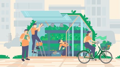 城市无污点的农业。可控环境农业。可编辑的矢量图