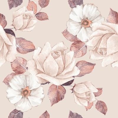精致的花朵。水彩无缝模式