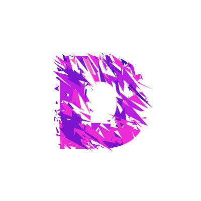 字母D，碎成碎片。