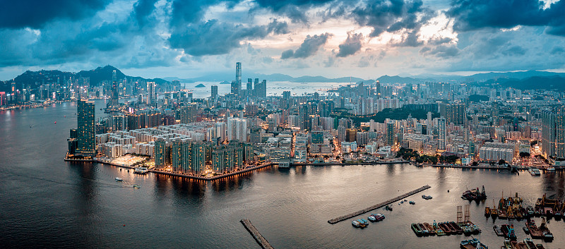 鸟瞰图香港城市景观
