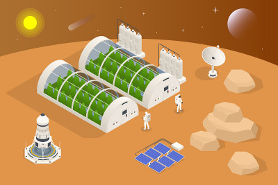 等距火星殖民，生物地化，副地化，适应火星上的人类。航天和空间技术。Geo capsyles。
