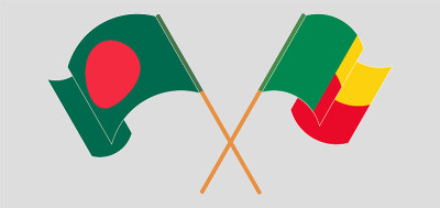 Crossed flags of Benin and Bangladesh