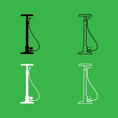 Bicycle pump icon  Black and white color set