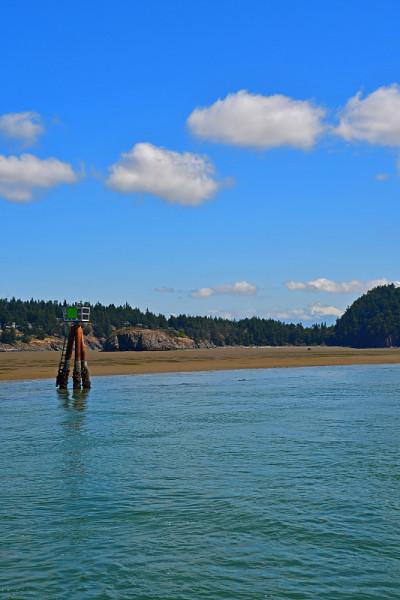 华盛顿拉康纳附近的斯威米什海峡的海岸线和景观
