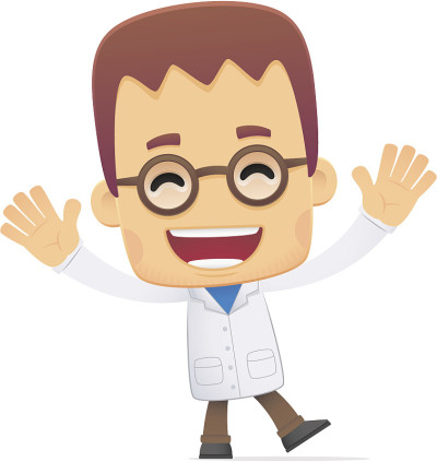 科学家。在各种姿势