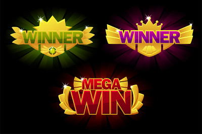 屏幕赢家，Mega Win金奖，为ui游戏发光的横幅。