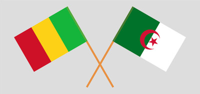 Crossed flags of Mali and Algeria
