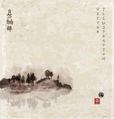 岛上有树，有雾