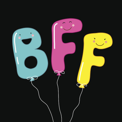可爱的微笑卡通人物的字母BFF(最好的朋友永远)作为派对气球