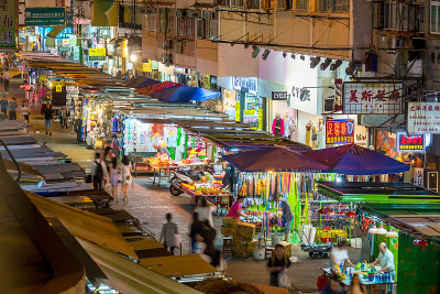 香港孟角地区的霓虹灯