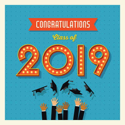 2019年毕业卡或横幅设计。2019级。