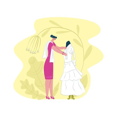 女裁缝，制作婚纱的裁缝。