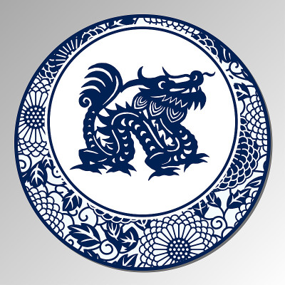 中国传统青花瓷，龙