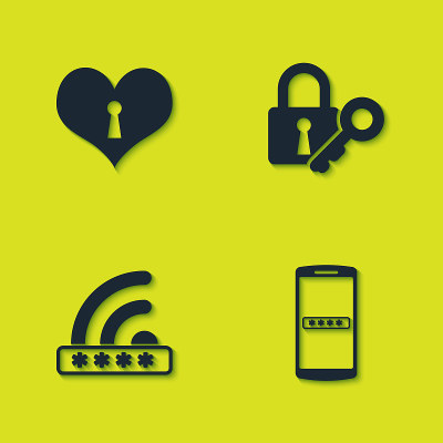 Set Heart with keyhole, Mobile and password, Wifi 