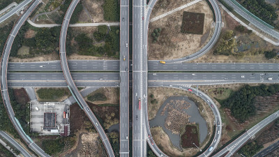 公路交叉口鸟瞰图