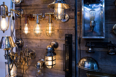 A set of beautiful lamps in the metal style.
