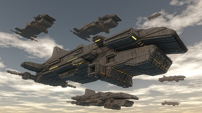 3d UFO概念和天空