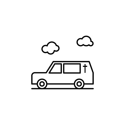 灵车，死亡，汽车轮廓图标。详细的死亡插图图标。可以用于web, logo，手机应用，UI, UX