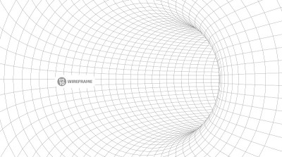 线框网格隧道中的抽象对象。一个景观概念的3D插图。