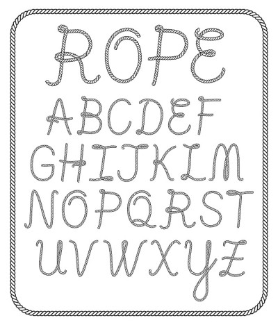 绳子字母集合。矢量插图。
