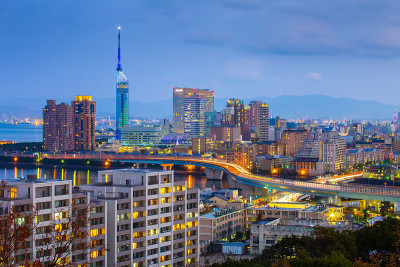 福冈市夜景天际线福冈县，日本