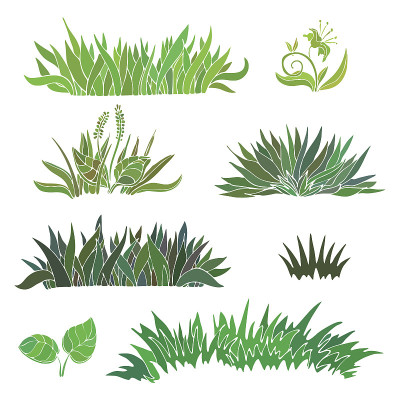 手绘草。矢量插图。
