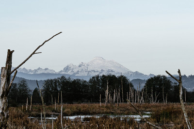 从萨米什平原看白雪覆盖的贝克山