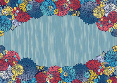 日本花卉图案。插图。