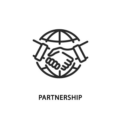握手平线图标。世界各地的矢量插图合作符号。