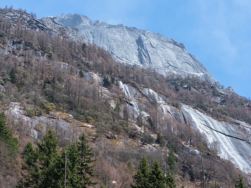 四姑娘山(四姐妹山，东方阿尔卑斯山)的景观，在阿加瓦族羌族自治州，中国四川省。