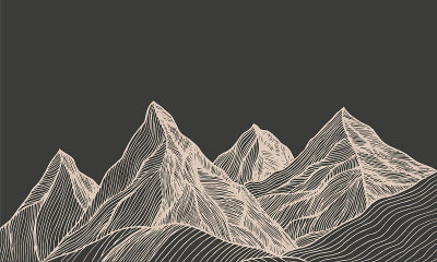 深色和米色山矢量插图