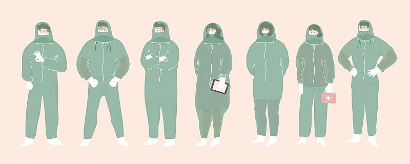 人们，男人和女人。穿着医疗服的医生。疾病控制。矢量插图。海报，印刷，卡片设计。诊所,hospetal