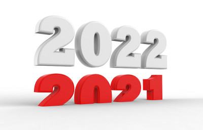 新年快乐2022 - 3D插图