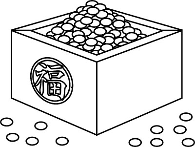Soys of Japanese Setsubun went into measuring box 