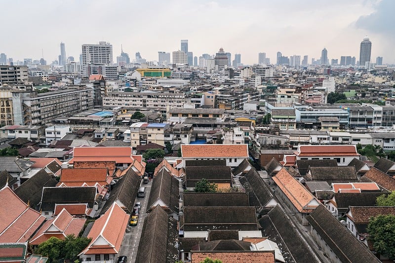 曼谷的观点从金山Wat Saket在曼谷，泰国亚洲