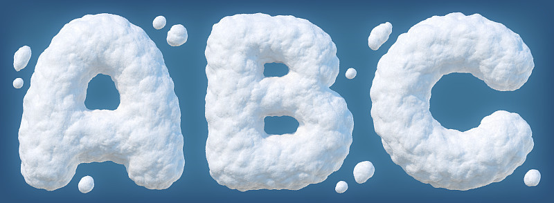 用雪花字母A, B, C
