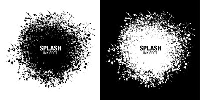 Splash inkblot frame set. Drops black texture isol