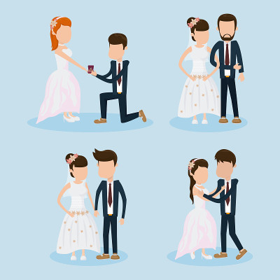 Set of wedding couple