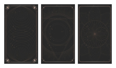 Vector set of three dark backgrounds with geometri