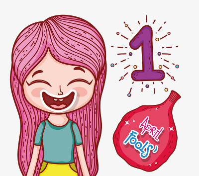 girl with whoopee bag to fools day