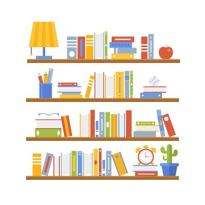 回到学校，书架海报模板矢量插图
