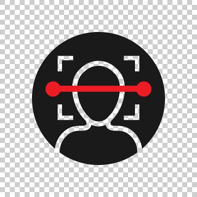 Face scan icon in transparent style. Facial id vec