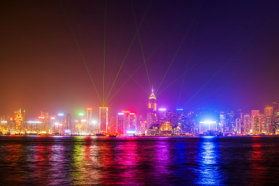 香港城市灯光秀天际线