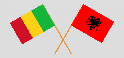 Crossed flags of Mali and Albania