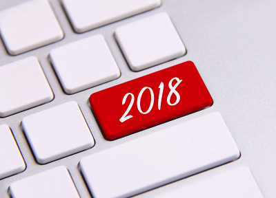 键盘上的2018年。