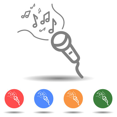 Microphone with melody signs vector