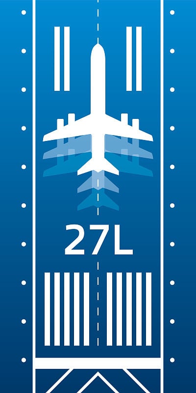 航空运输说明。飞机在跑道上。矢量设计